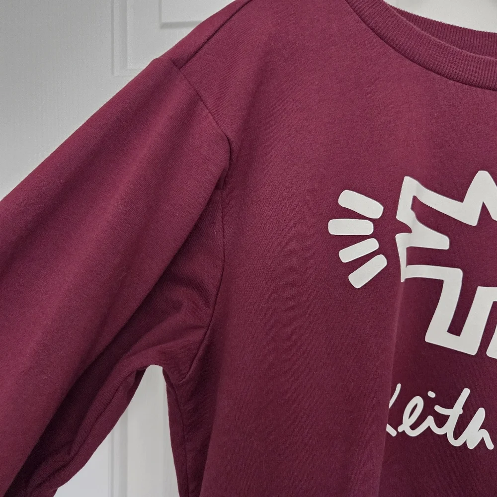 Keith Haring Sweatshirt Iconic Barking Dog Print Women's Medium Red And White - Picture 2 of 7